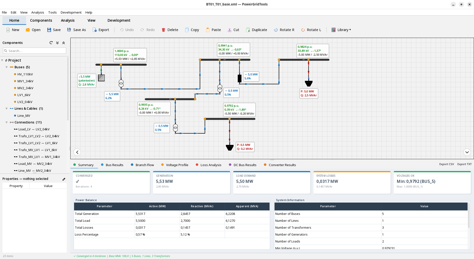 PowerGridTools application screenshot